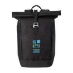 Mochila roll-top para portátil con tirantes acolchados 15'' color negro vista de impresión