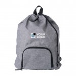 Mochilas para propaganda de poliéster plegable y bolsillo exterior color gris vista de impresión