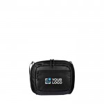 Bolsa térmica de poliéster con correa de hombro larga y ajustable color negro vista de impresión