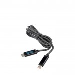Cable de carga de nylon de 1 metro de largo con puertos USB-C 65 W color negro vista de impresión