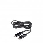 Cable de carga de nylon de 1 metro de largo con puertos USB-C 100 W color negro vista de impresión
