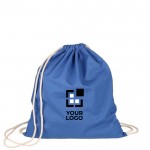 Mochila de cuerdas de algodón de colores Oeko-Tex® 140g/m2 color azul vista de impresión