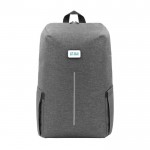 Mochila para portátil de poliéster reciclado repelente al agua 16'' color gris vista de impresión