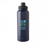 Botella de acero inoxidable con compartimiento debajo 1L color azul vista de impresión