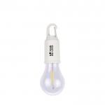 Lámpara en forma de bombilla recargable con clip para transporte color blanco vista de impresión