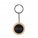 Llavero redondo de bambú con superficie negra para personalizar color negro vista de impresión