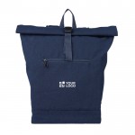 Mochila enrollable de polialgodón reciclado para portátil 15'' color azul vista de impresión