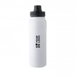 Botella de acero inox de doble pared con tapa de soporte de móvil 800ml color blanco vista de impresión