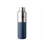 Botella de acero inoxidable reciclado con tapón plateado 600ml color azul vista de impresión