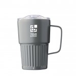 Taza take away de acero inoxidable reciclado con asa 450ml color gris vista de impresión