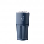 Vaso de acero inoxidable reciclado con cierre deslizante 500ml color azul vista de impresión