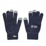 Guantes de invierno de RPET con 3 dedos de posible uso de pantallas color azul vista de impresión