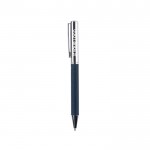 Bolígrafo roller giratorio de latón y RPET personalizable tinta azul color azul vista de impresión