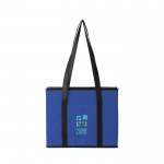Organizador plegable con base de cartón con asas cortas y largas color azul ultramarino vista de impresión