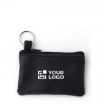Monedero de piel con cremallera y llavero para personalizar color negro vista de impresión