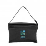 Bolsa nevera en varios colores con capacidad para 6 latas y asa a juego color negro vista de impresión