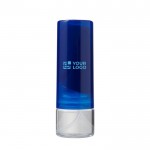 Spray para limpiar lentes y pantallas con paño de microfibra color azul vista de impresión