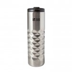 Vaso térmico de acero inoxidable texturizado en parte de abajo 460ml color plateado vista de impresión