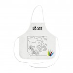 Delantal para niños con 4 rotuladores para colorear 80 g/m2 color blanco vista de impresión