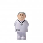 Antiestrés de espuma PU en forma de Doctor para personalizar color blanco vista de impresión