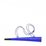 Corneta de plástico con cordón a juego ideal para eventos color azul ultramarino vista de impresión