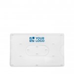 Identificador de plástico transparente para una tarjeta color blanco vista de impresión