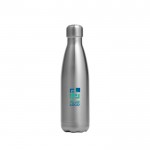Botella de acero inoxidable con tapón a rosca 650ml color plateado vista de impresión