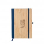 Cuaderno con tapa de bambú y cuero sintético A5 hojas a rayas vista de impresión
