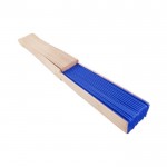 Abanicos personalizados baratos de madera y poliéster Woodster color azul marino segunda vista