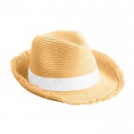 Sombrero de paja con flecos color blanco primera vista