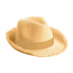 Sombrero de paja con flecos color marrón claro primera vista