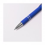 Bolígrafo con acabado de caucho color azul primera vista