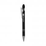 Bolígrafo con acabado de caucho color negro imagen con logo