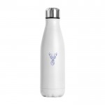 Botella de acero inoxidable en color blanco imagen con logo