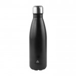 Botella de acero inoxidable reciclado con tapón plateado 750ml color negro vista detalle