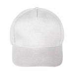 Clásica gorra de 100% algodón de 5 paneles y cierre de velcro color blanco primera vista
