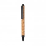 Bolígrafo promocional de corcho color negro primera vista