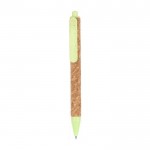 Bolígrafo promocional de corcho color verde primera vista