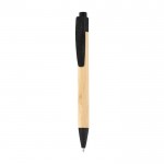 Bolígrafo de bambú con detalle a color color negro primera vista
