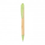 Bolígrafo de bambú con detalle a color color verde primera vista