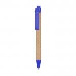 Bolígrafo con cuerpo de cartón color azul primera vista