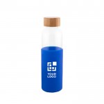 Botella de cristal y tapón de bambú con funda de silicona 500ml vista principal