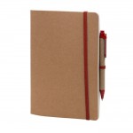 Libretas con tapa y bolígrafo de cartón color rojo