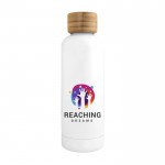 Botella termo personalizada sublimada color blanco imagen con logo
