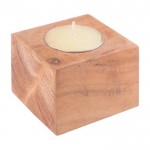 Porta velas de madera de acacia color madera primera vista