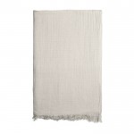 Foulard de algodón Fairtrade texturizado y bordes peluditos 85 g/m2 color natural quinta vista