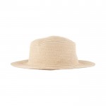 Sombrero de papel de color natural con cinta a color para personalizar tercera vista