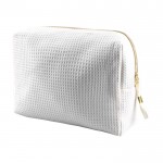 Neceser de algodón waffle con cremallera y tirador dorado 240 g/m2 color blanco primera vista