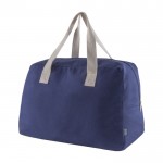 Bolsa de viaje de algodón canvas reciclado con asas de agarre 280 g/m2 color azul cuarta vista