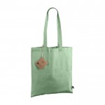 Bolsa de algodón Fairtrade y reciclado GRS con asas largas 120g/m2 color verde quinta vista